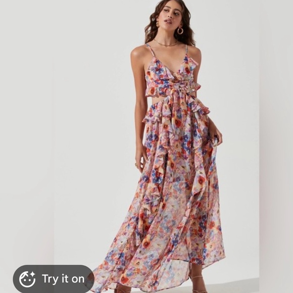Astr Dresses & Skirts - Astr Floral Tie-Waist Maxi Dress - Pink Multi